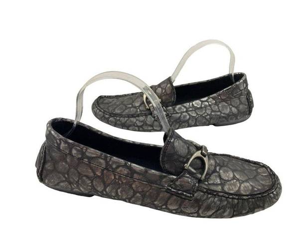 Donald Pliner * Vanda Croc Embossed Driving Moccasin Womens Size 10 Horsebit Flat