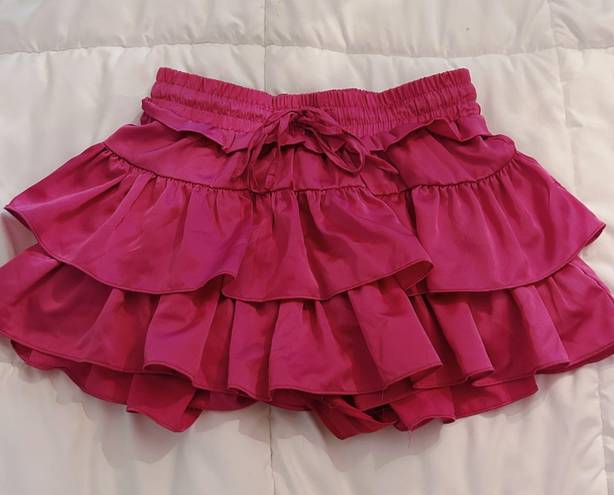 American Threads Day + Moon Fuschia Ruffled Tiered Mini Skirt