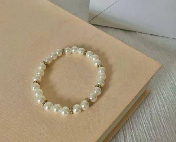 American Vintage Vintage “Fleur” Pearl Gold Flower Bead Bracelet Elegant Classic Minimal Pearlcore