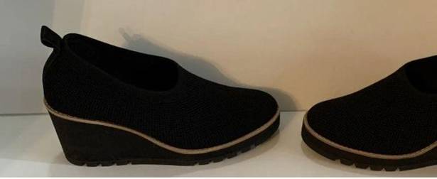 Eileen Fisher  Black Wedge Shoes 7 New NWT $235 retail Beautiful Versatile HTF