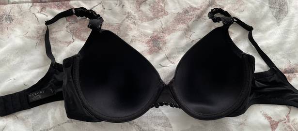 Natori Bra Black Body Double with Lace Full Fit, size 34DD