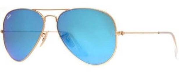 Ray-Ban Gold Frame Blue Lens Sunglasses