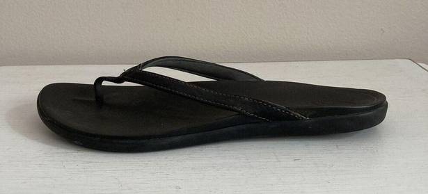 Olukai  Ohana Womens Thong Flip Flops Size 8 Slip On Slides Comfort Beach Black