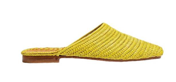 Krass&co Artemis Design . Raffia Babouche Yellow Flats Mules Slides Size 7