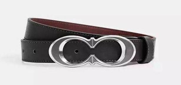 Coach NWOT  Signature Buckle Belt, 25 Mm MSRP $128 Silver Black Size Large