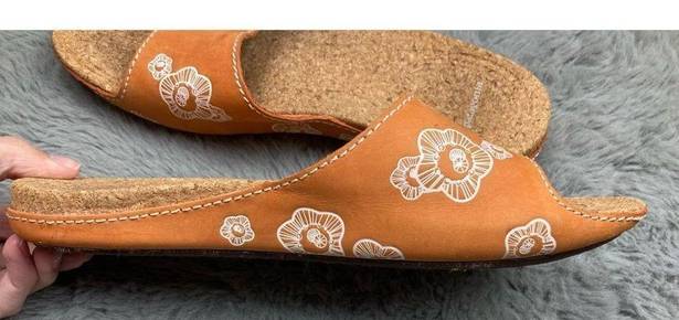 Patagonia  orange swell floral leather slides