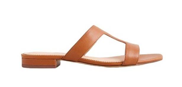 J.Crew  Leather Hazel Cutout Flat Sandals Rich Oak Size 8