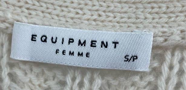 Equipment Femme White Open Knit Cashmere Alpaca Wool Cable Knit Cardigan small