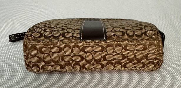 Coach Brown Signature Print Micro C Makeup Cosmetic Case Pouch NWOT w/Dust Bag