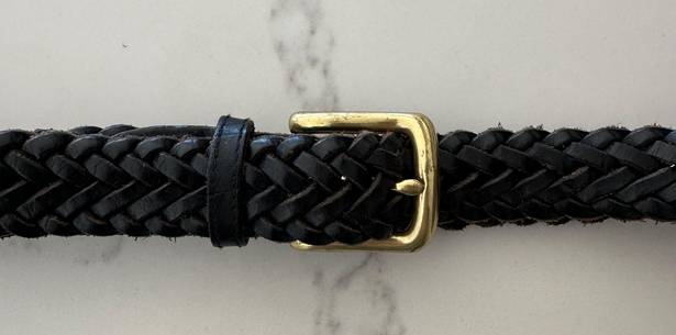 Gap Vintage  Braided Leather Belt with Brass Buckle in Black Size Medium