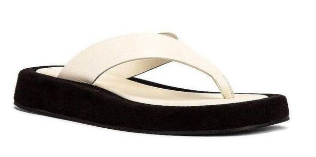 The Row  Ginza Thong Sandals in Natural & Black 36.5 With Box Womens Flip Flops