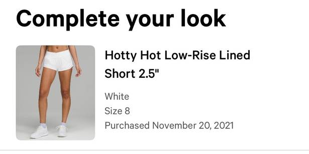 Lululemon White Hotty Hot 2.5” Shorts