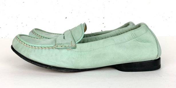 Salvatore Ferragamo  Sport Suede Penny Loafers Elasticized Topline Mint Green 6