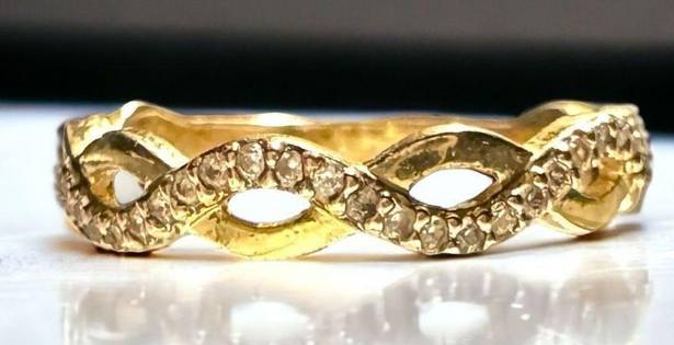 infinity 10k Yellow Gold & Genuine Diamond Eternity  Band Ring TESTED Size 6