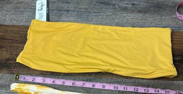 Daisy NWT Dippin 's Honey Marble Tie Dye Bikini Bandeau Thong Golden Yellow XL