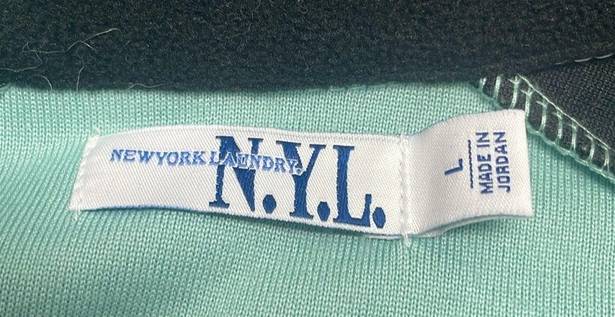 New York Laundry  Womens Blue & Black 1/4 Zip Fleece Textured Pullover Size Large