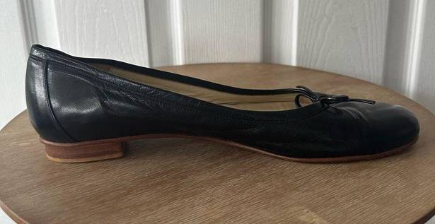 Burberry  Solid Black All Leather Bow Tie Classic Ballet Flats Made In Spain 40