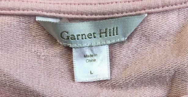 Garnet Hill  Open-Neck Embellished Sweatshirt L French Terry Floral Embroidered