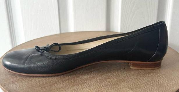 Burberry  Solid Black All Leather Bow Tie Classic Ballet Flats Made In Spain 40