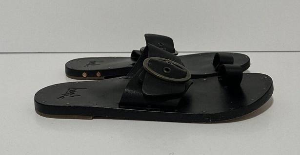 Buckle Black Beek Swift Handmade Leather Toe Ring  Sandals Size 6