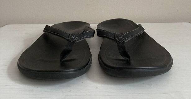 Olukai  Ohana Womens Thong Flip Flops Size 8 Slip On Slides Comfort Beach Black