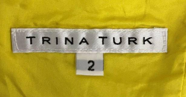 Trina Turk  Dress Womens 2 Yellow Mini Dress Bow Open Back Feminine Colorful