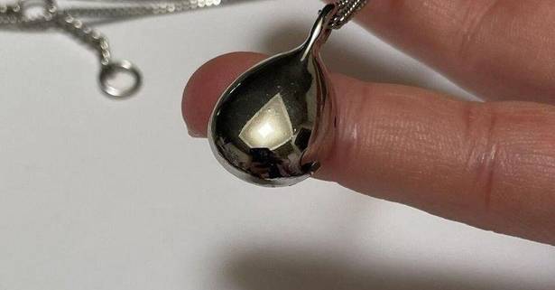 Givenchy  Crystal Tear Drop  / Silver Tone Metal Necklace