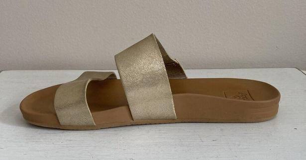 REEF  Womens Cushion Vista Gold Lightweight Slide Sandals Size 9 Slip On Comfort