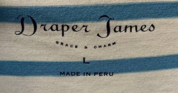 Draper James  Womens Blue White Striped Scoop Neck Tank Top Stretch Size Large