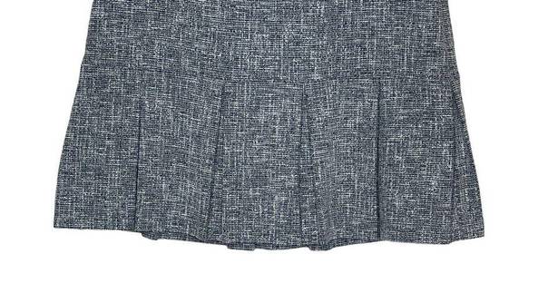 Brooks Brothers  Women Skirt Stretch Lined Pleated Tweed Side Zip Blue White 8