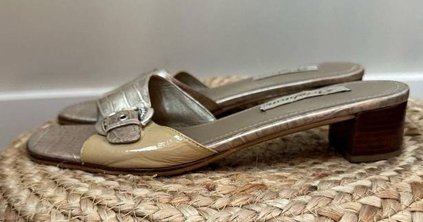 Brighton  “Lyric” Platinum Buckle Mule Dressy sandals Size 9 M