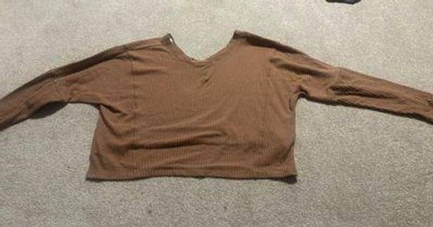 Aeropostale brown/dark brown pink cropped sweater