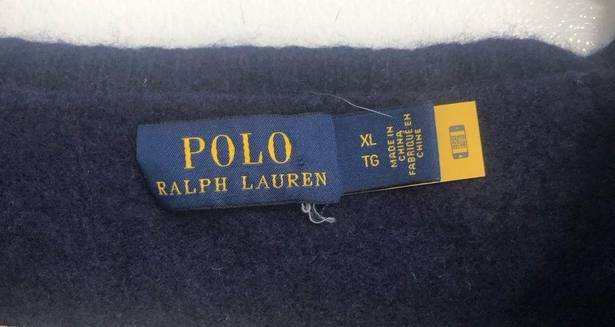 Polo Ralph Lauren navy blue sweater red logo SHRUNK v neck long sleeve cable