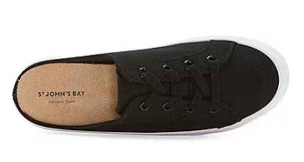 St. John Nwt 's Bay Boating Womens Sneakers black size 8 slip on comfort canvas