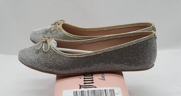 Juicy Couture  Farrah Ballet Flats Shoes Women's Size 8 Gold Bling Slip On