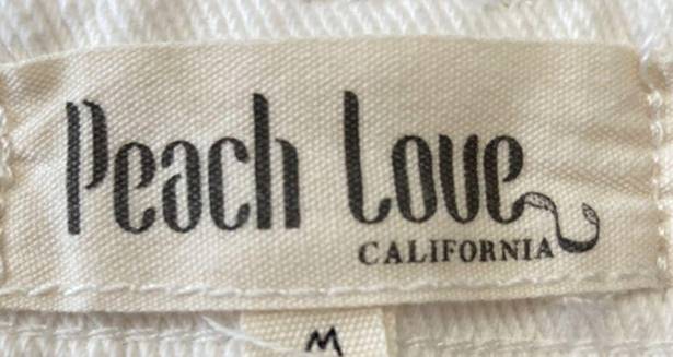 Peach Love California Peach‎ Love California White Denim Red Stars Distressed Shorts Size Medium