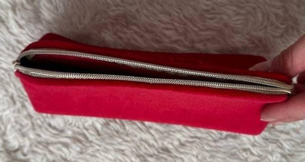Christian Dior New  Red Velvet Double Zipper Travel Cosmetic Toiletry Evening Bag