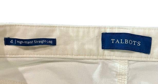 Talbots  Winter White High Waisted Straight Leg Corduroy Pants Size 4