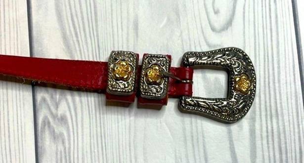 Vintage Red Leather Two Tone Western belt Large