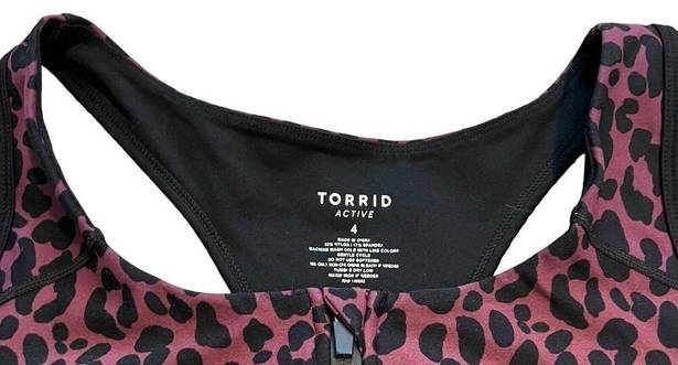 Torrid  Active Low-Impact Wireless Zip-Front Sports Bra Size 4 4X Leopard Black