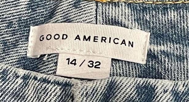 Good American 𝅺 Good 90's Duster Crop Straight Leg Jeans Indigo 101 Size 14/32