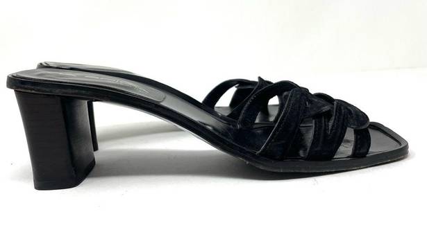 Via Spiga  black leather and suede slides, made in Italy, size 6.5