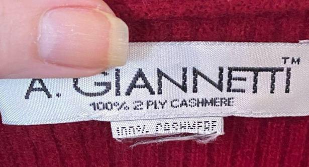 A. Giannetti Red 100% Cashmere V Neck Sweater Size L/XL