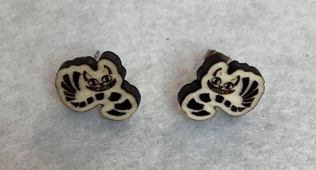 Disney Cheshire Cat Wood Stud Earrings