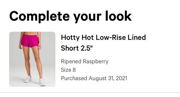 Lululemon Ripened Raspberry 2.5 Inch Hotty Hot Shorts