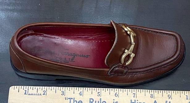 Salvatore Ferragamo Vintage  Sport ST09721 Brown Leather Loafers Horsebit Size 6B