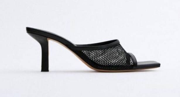 ZARA Black Mesh Little Heel Peep Toe