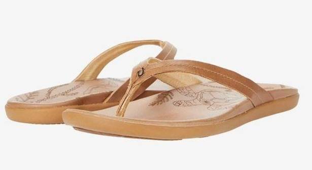 Olukai  Honu Womens Leather Flip Flop Sandals