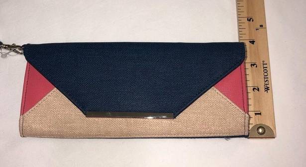 Van Heusen RFID Blocking Wristlet Wallet Clutch Blue Pink Beige NEW Color Block 