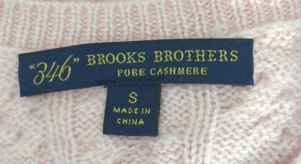 Brooks Brothers  346 Pink Cable Knit Pure Cashmere Crew Neck Pullover Sweater S